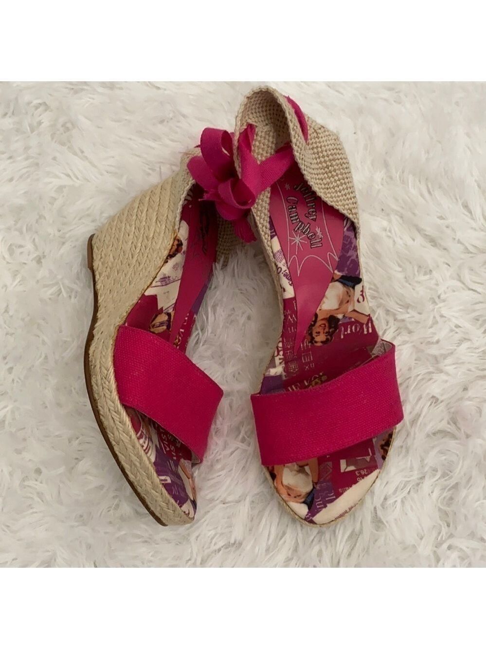 Jeffrey Campbell wedge espadrilles tie up sandal